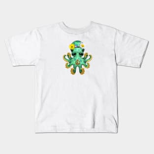 Cute Green Baby Octopus Hippie Kids T-Shirt